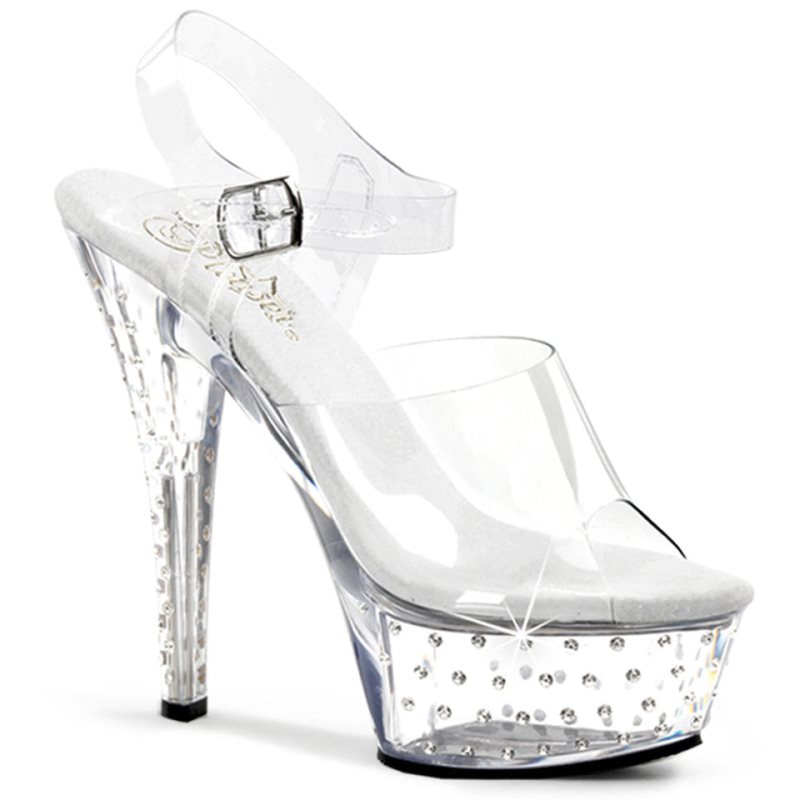 Pleaser Stardust-608 Plateau High Heels Damen Clear | TDBSSQJPA