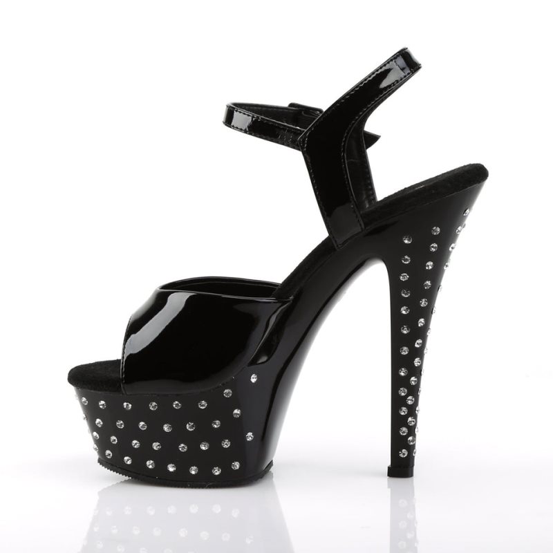 Pleaser Stardust-609 Plateau High Heels Damen Schwarz | JUTVXOWBQ