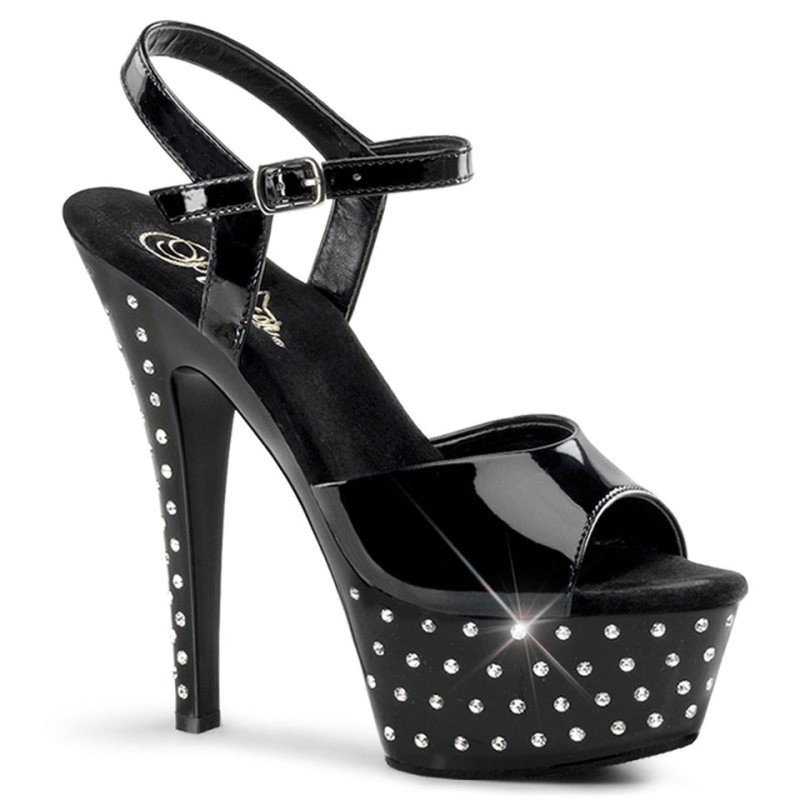 Pleaser Stardust-609 Plateau High Heels Damen Schwarz | JUTVXOWBQ