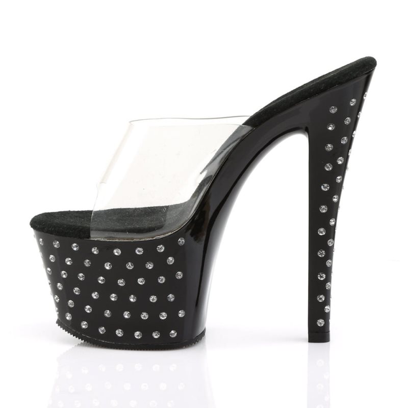 Pleaser Stardust-701 Plateau High Heels Damen Schwarz | GSWVDHCJW