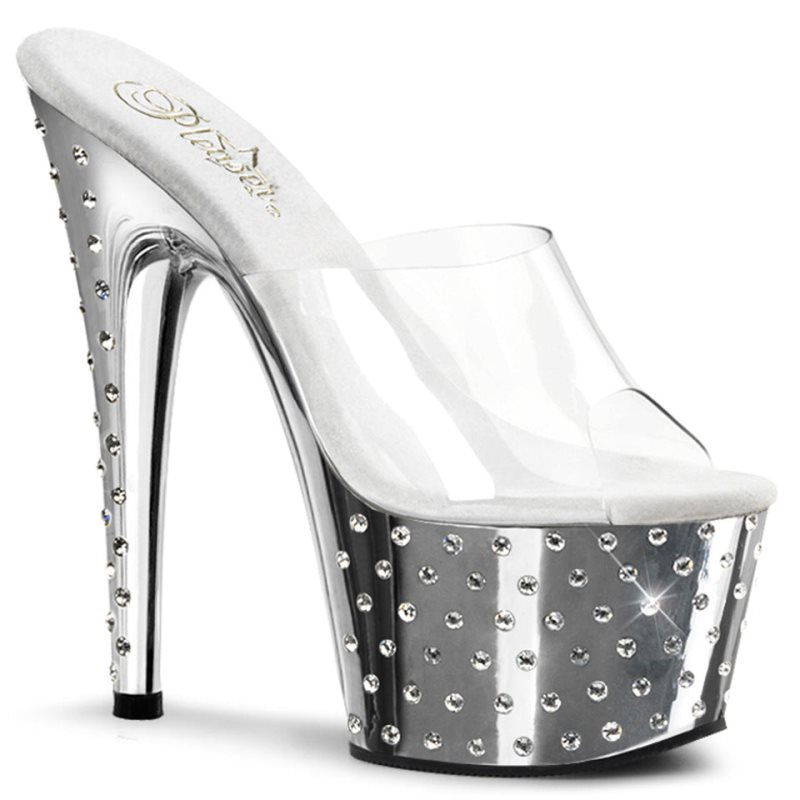 Pleaser Stardust-701 Plateau High Heels Damen Silber | JMYDROKSY