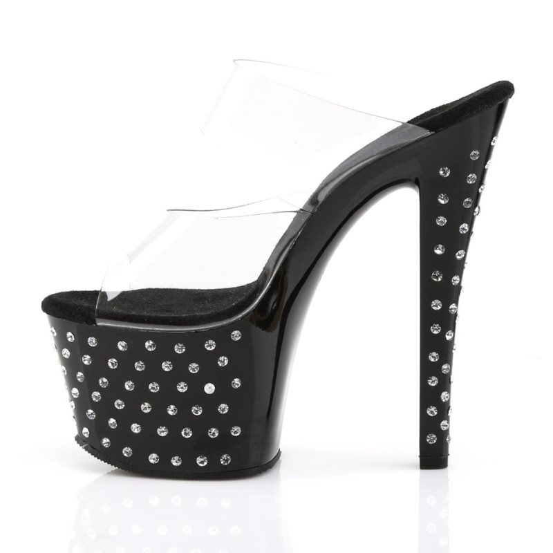 Pleaser Stardust-702 Plateau High Heels Damen Schwarz | IKPXUFTPZ