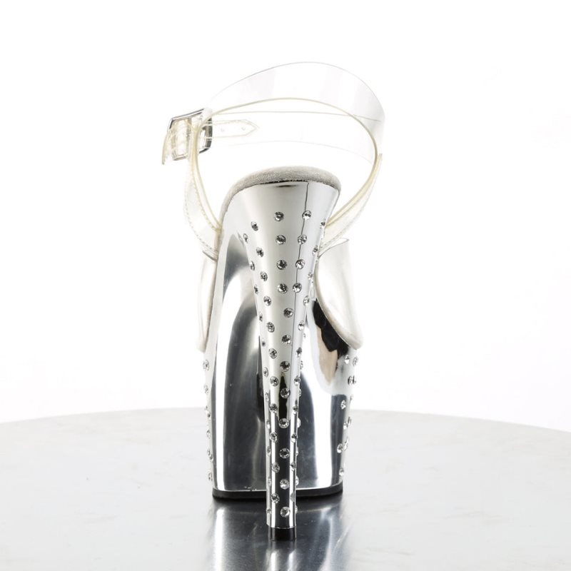 Pleaser Stardust-708 Plateau High Heels Damen Silber | DPMUGDFVU