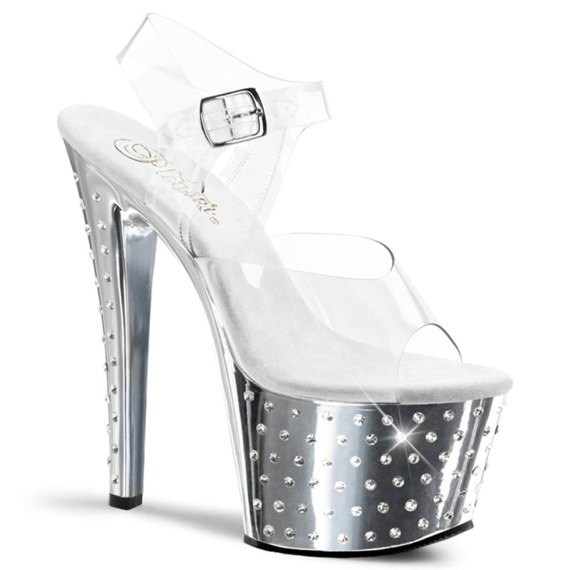 Pleaser Stardust-708 Plateau High Heels Damen Silber | DPMUGDFVU