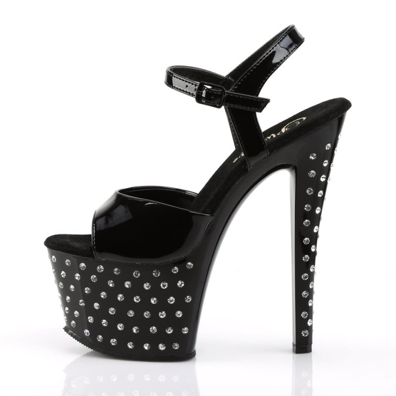 Pleaser Stardust-709 Plateau High Heels Damen Schwarz | YXUVBAZTO