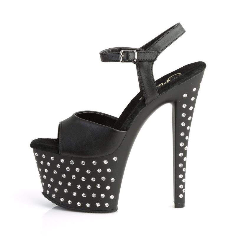 Pleaser Stardust-709 Vegan Leather Plateau High Heels Damen Schwarz | MTEATADWM