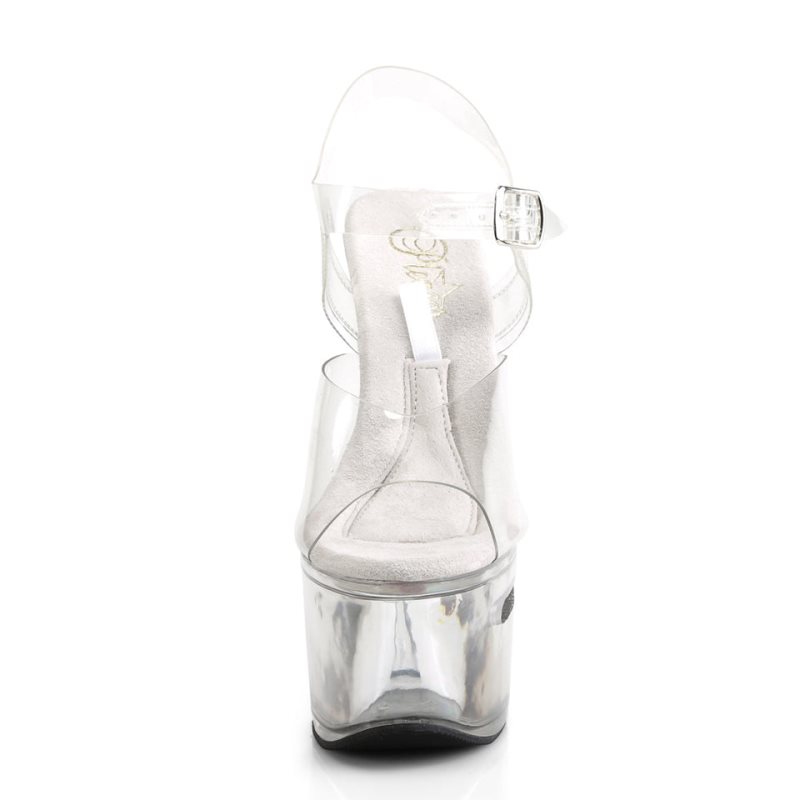 Pleaser Tipjar-708-2 Plateau High Heels Damen Clear | LHGCAEBSH