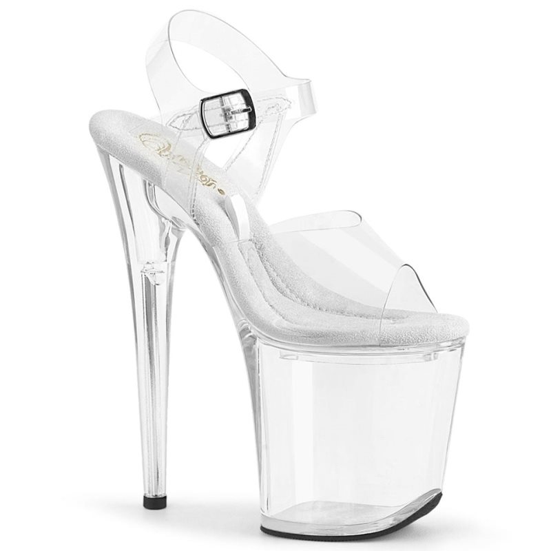 Pleaser Treasure-808FLA Plateau High Heels Damen Clear | GMWZOWXEC