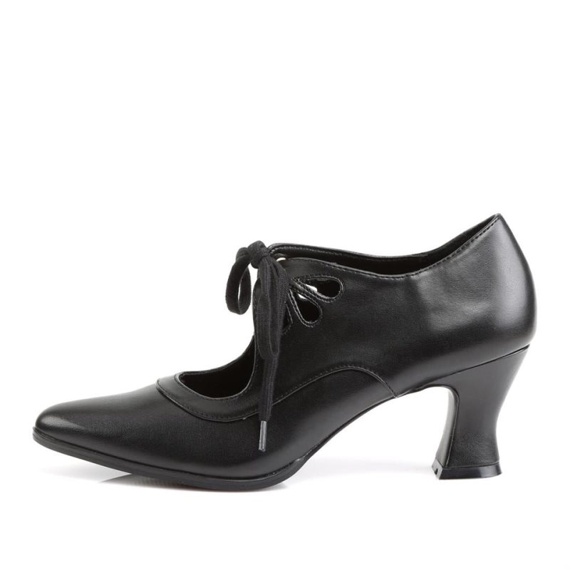 Pleaser Victorian-03 Vegan Leather Pumps Damen Schwarz | SHURGBRTZ