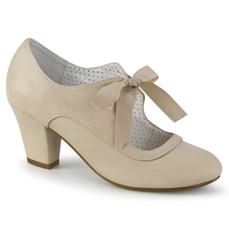 Pleaser Wiggle-32 Vegan Leather Pumps Damen Beige | XJVNXKLWQ